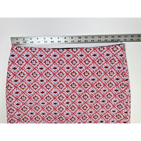 Talbots Skirt Womens 12P Petite Red Blue Geometric Print Cotton Blend Lined - Picture 7 of 9